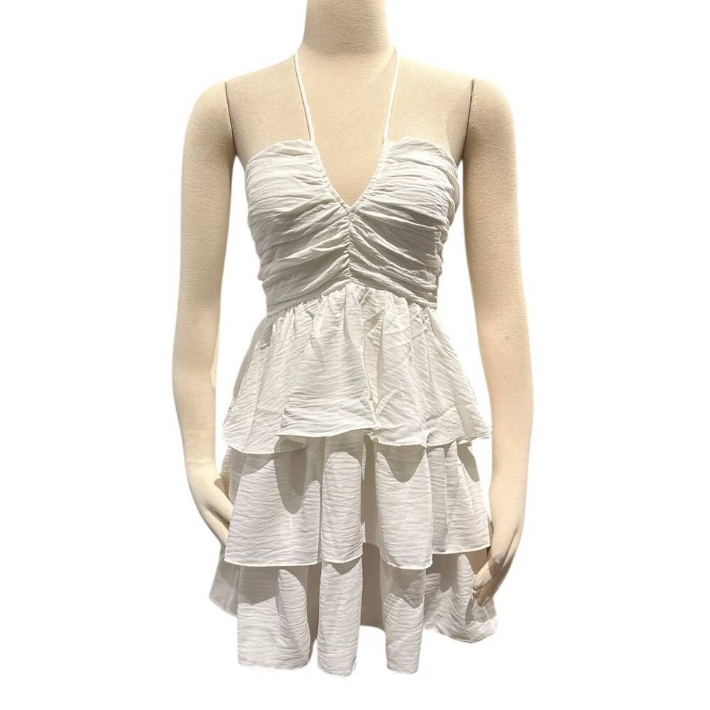 NEW DAY + MOON women's halter mini dress in white